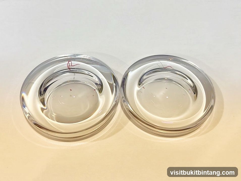 Two clear glass coasters