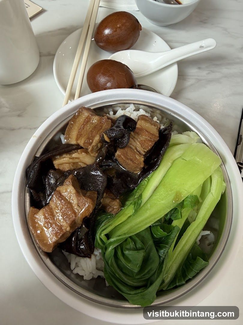 Braised Pork Belly with Rice and Bok Choy