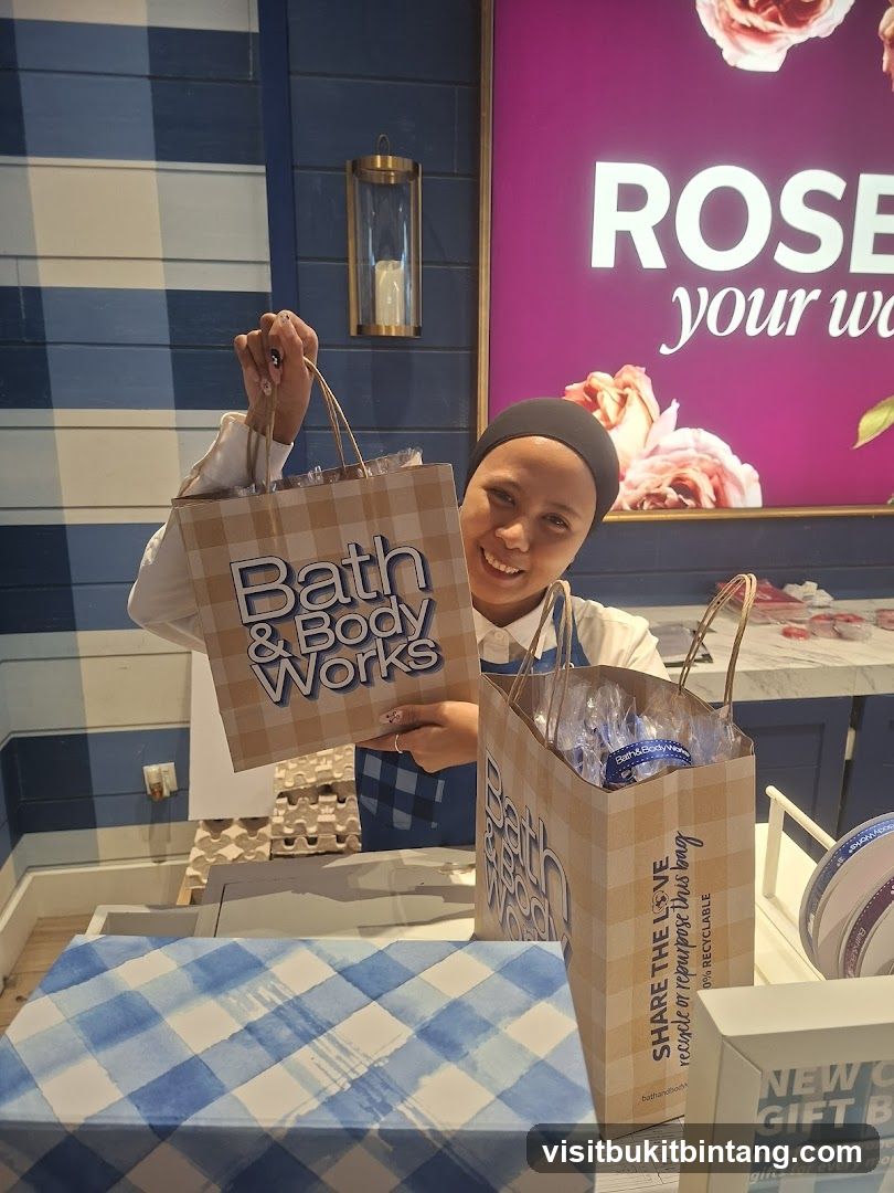 Bath & Body Works Employee with Shopping Bags
