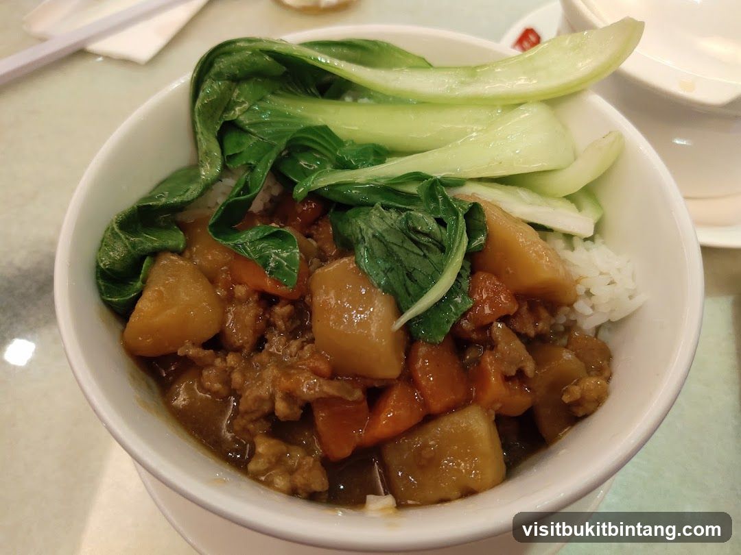 Minced Pork Curry Rice with Bok Choy