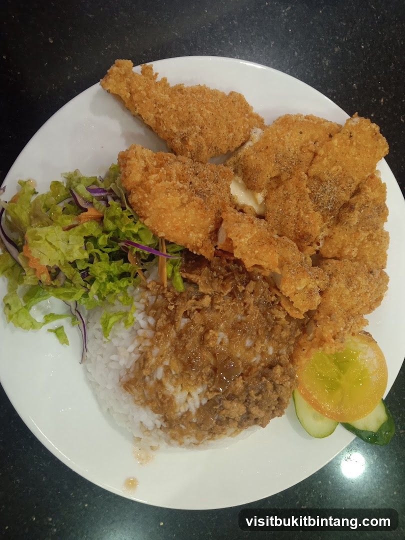 Fried Fish with Rice and Salad