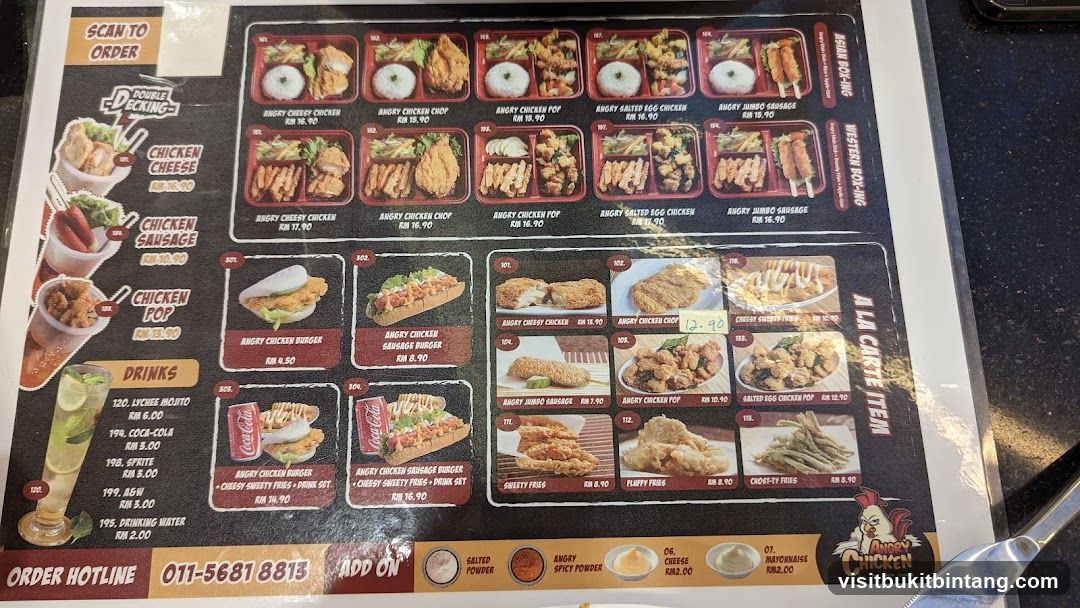 Angry Chicken Menu