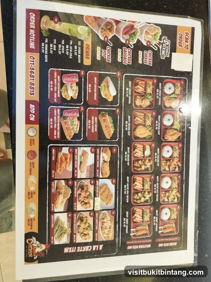 Angry Chicken Menu