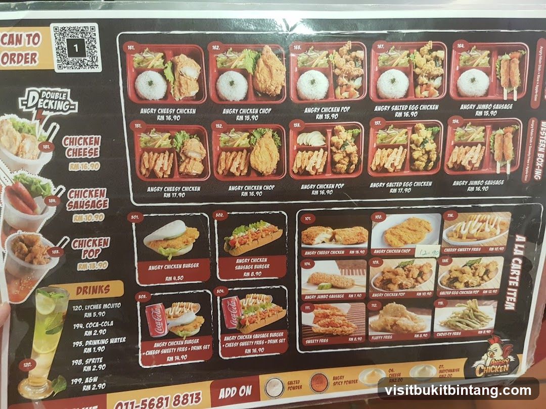 Angry Chicken Menu