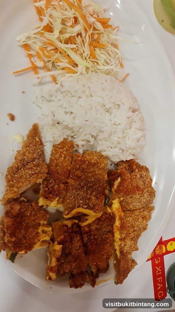 Fried Chicken with Rice and Salad
