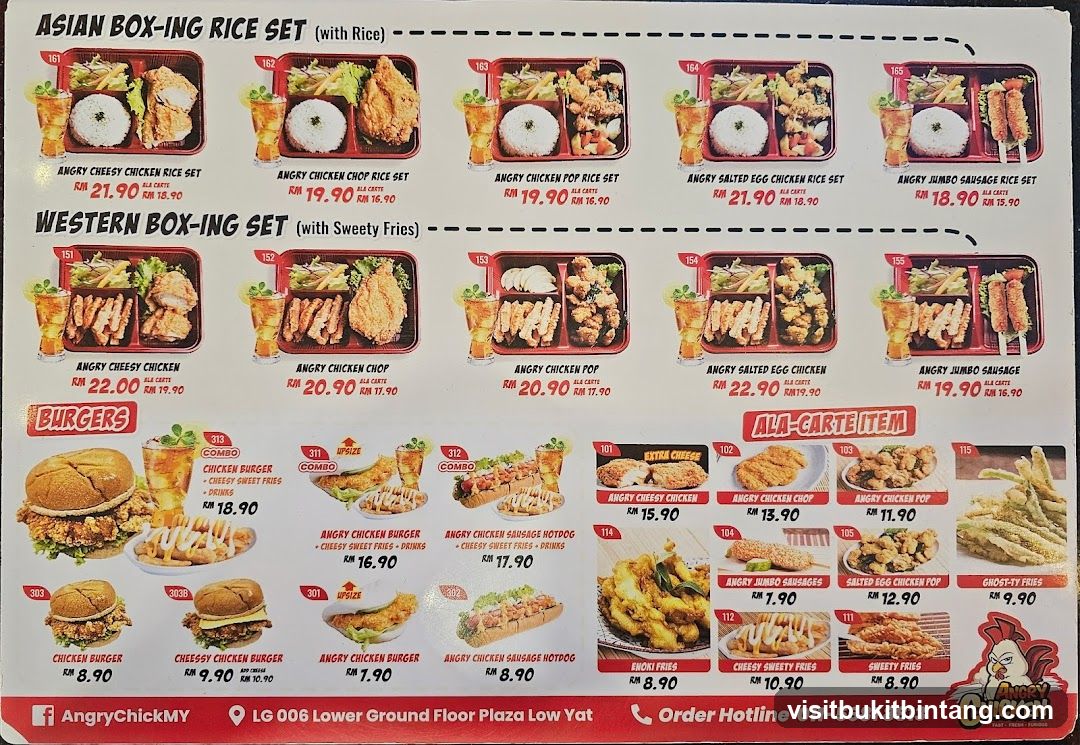 Angry Chicken Menu
