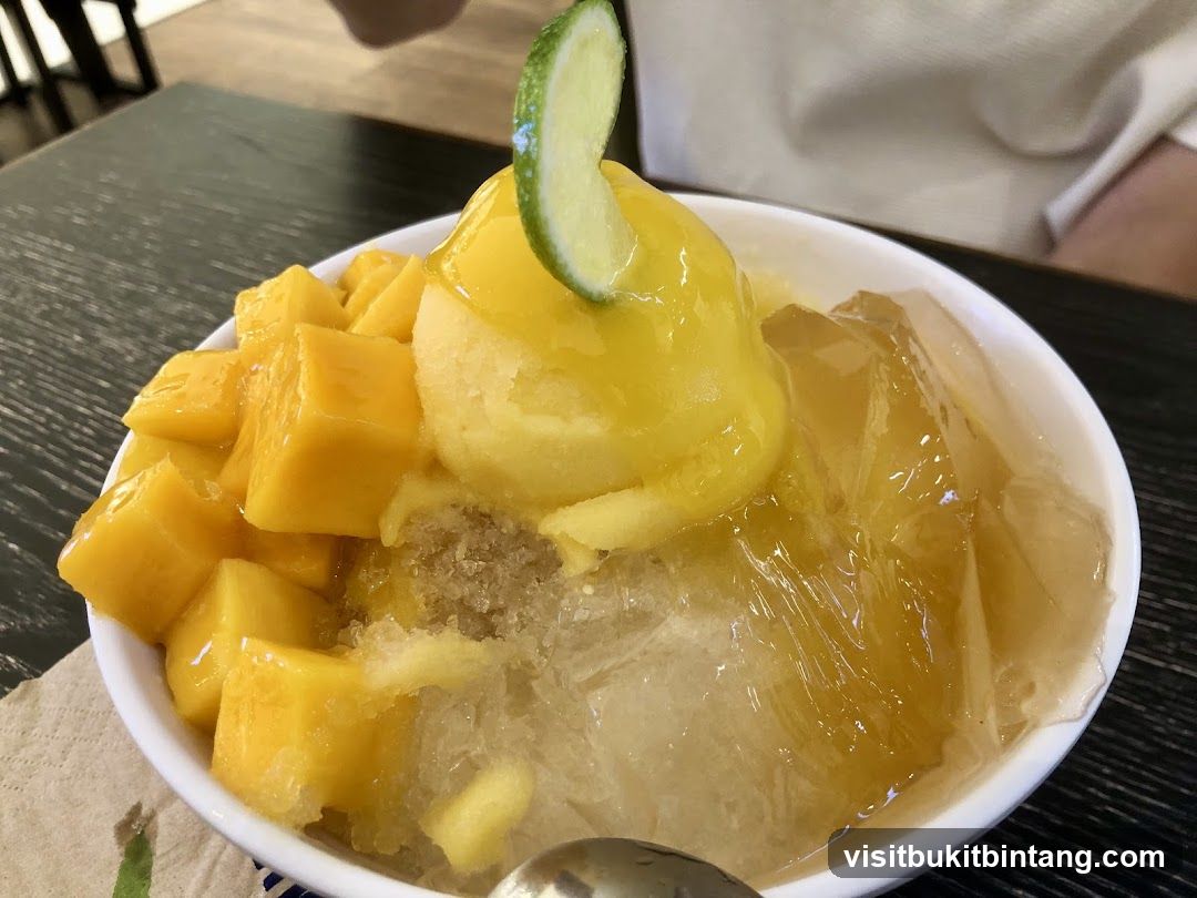 Mango shaved ice dessert