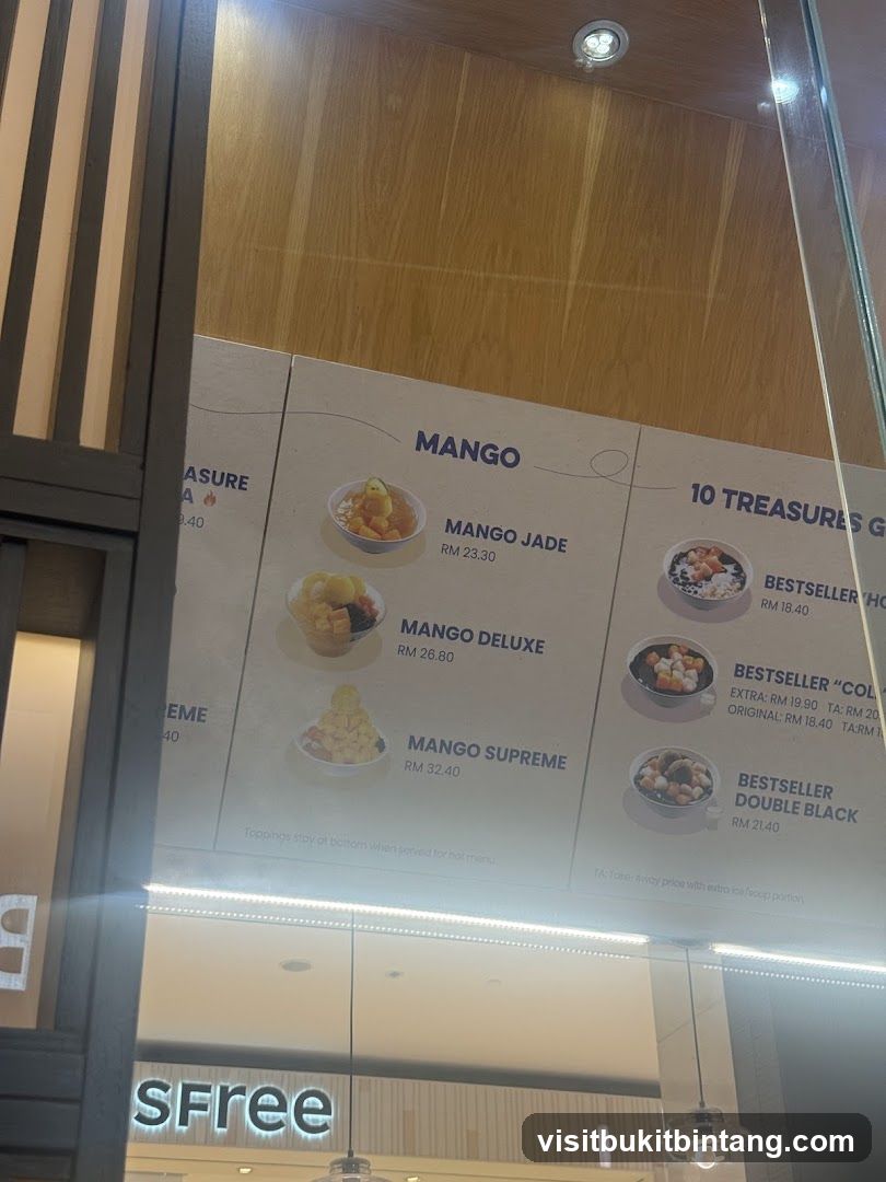Mango and Treasures Menu