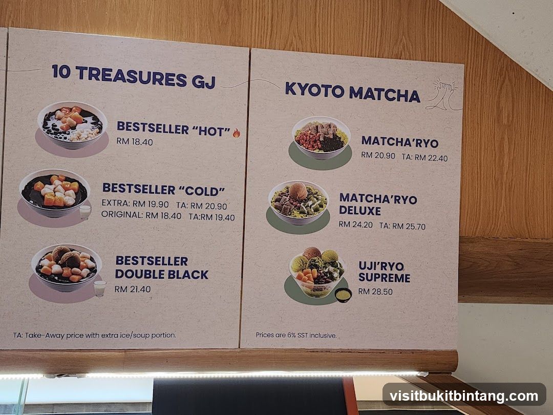 10 Treasures GJ & Kyoto Matcha Menu