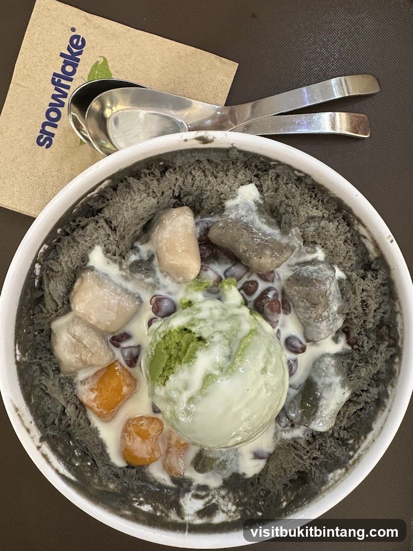 Black Sesame Shaved Ice with Toppings