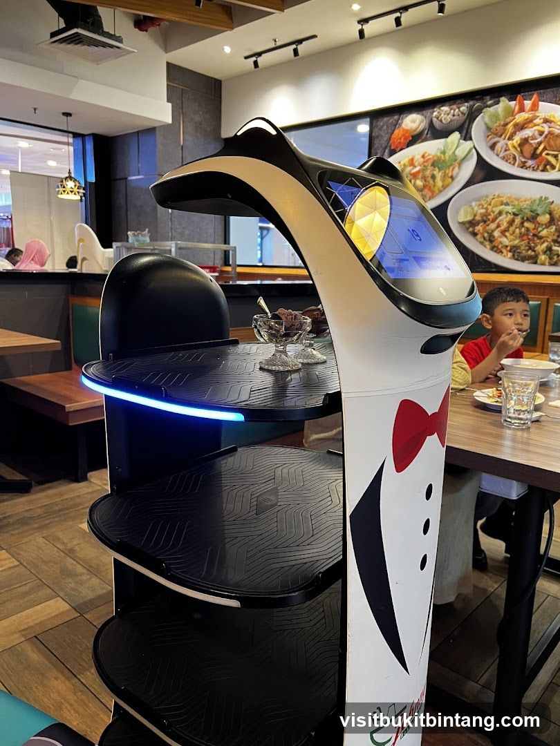 Robot waiter in a restaurant