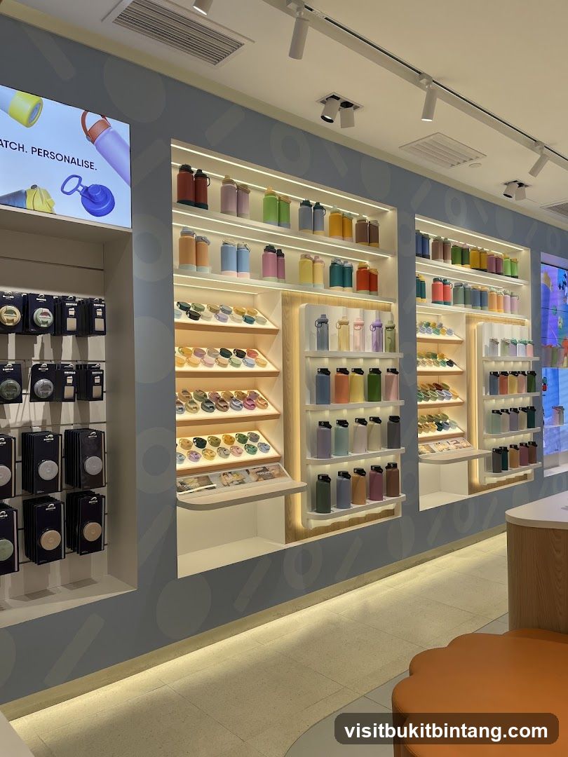 Store Display of Water Bottles and Accessories
