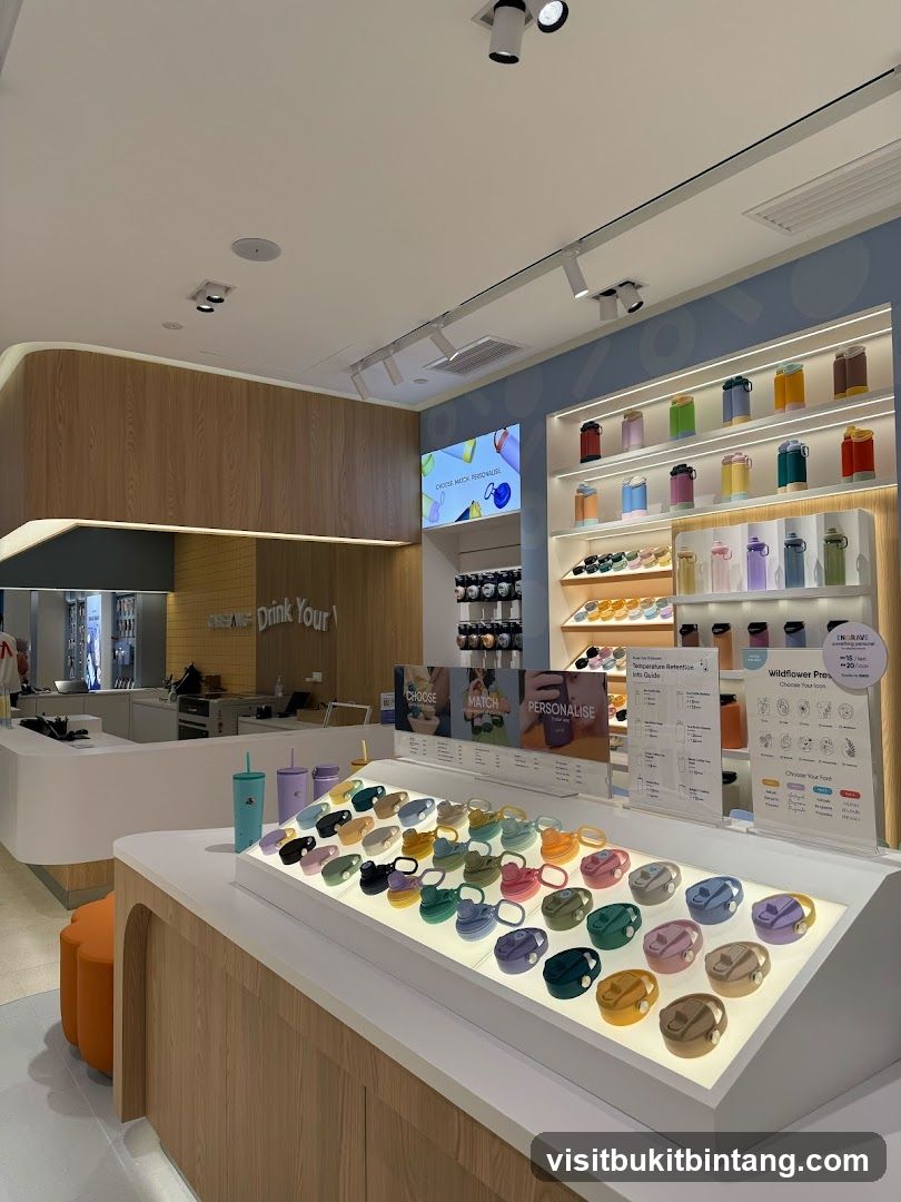 Store Display of Water Bottle Accessories