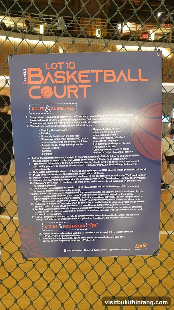 Lot 10 Basketball Court Rules & Guidelines