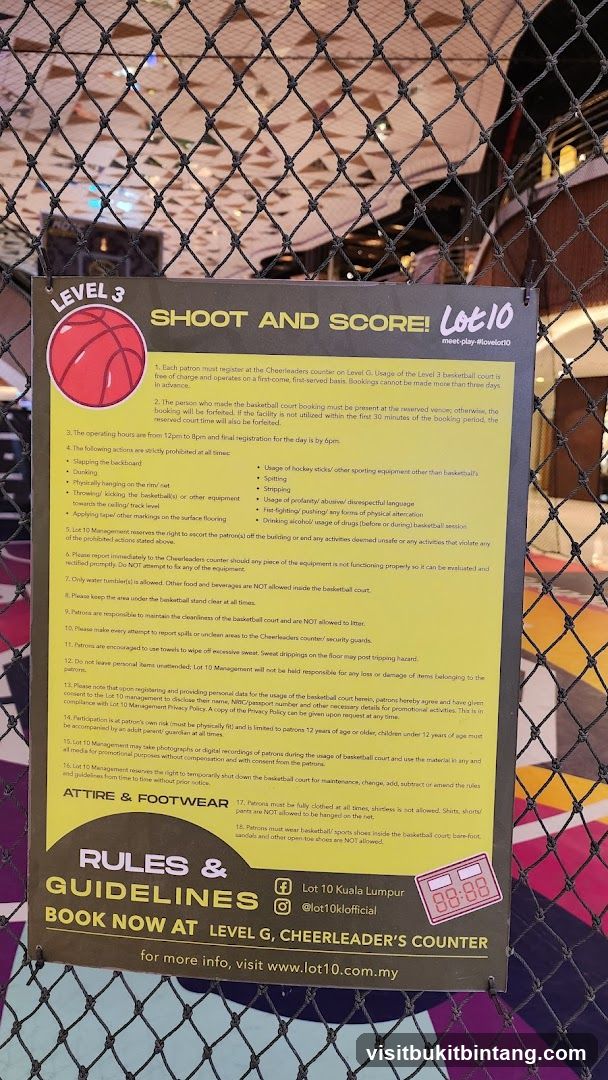 Rules and Guidelines for Level 3 Basketball Court