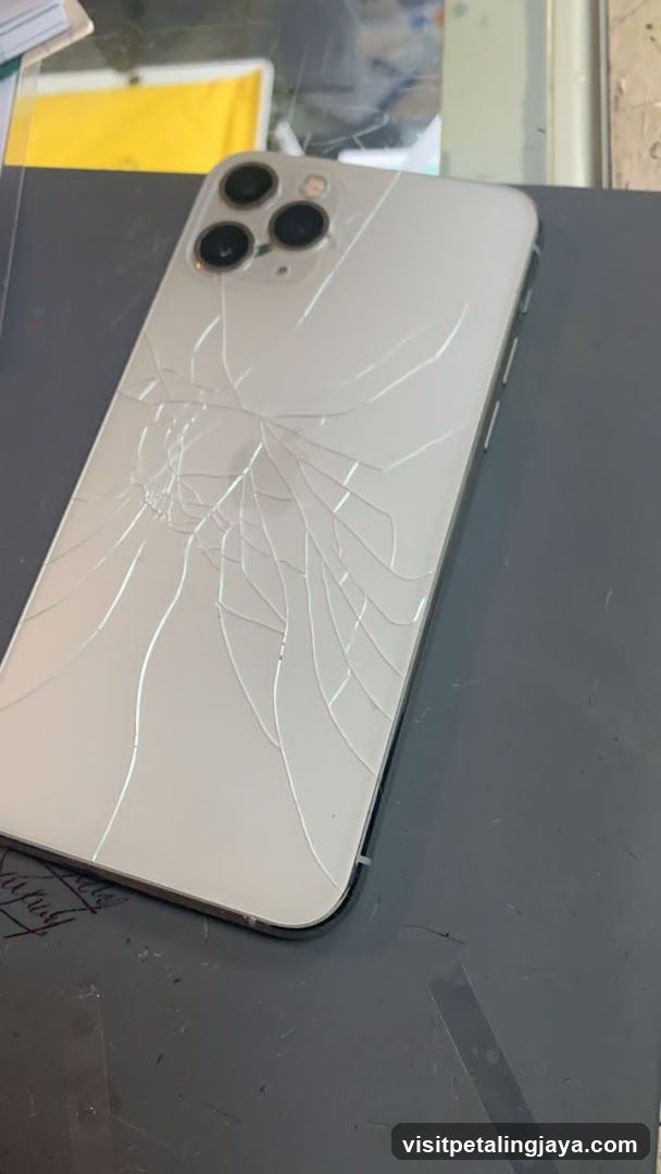 Cracked iPhone on Workbench