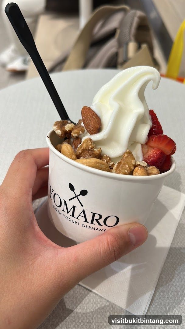 Frozen Yogurt with Nuts and Strawberries