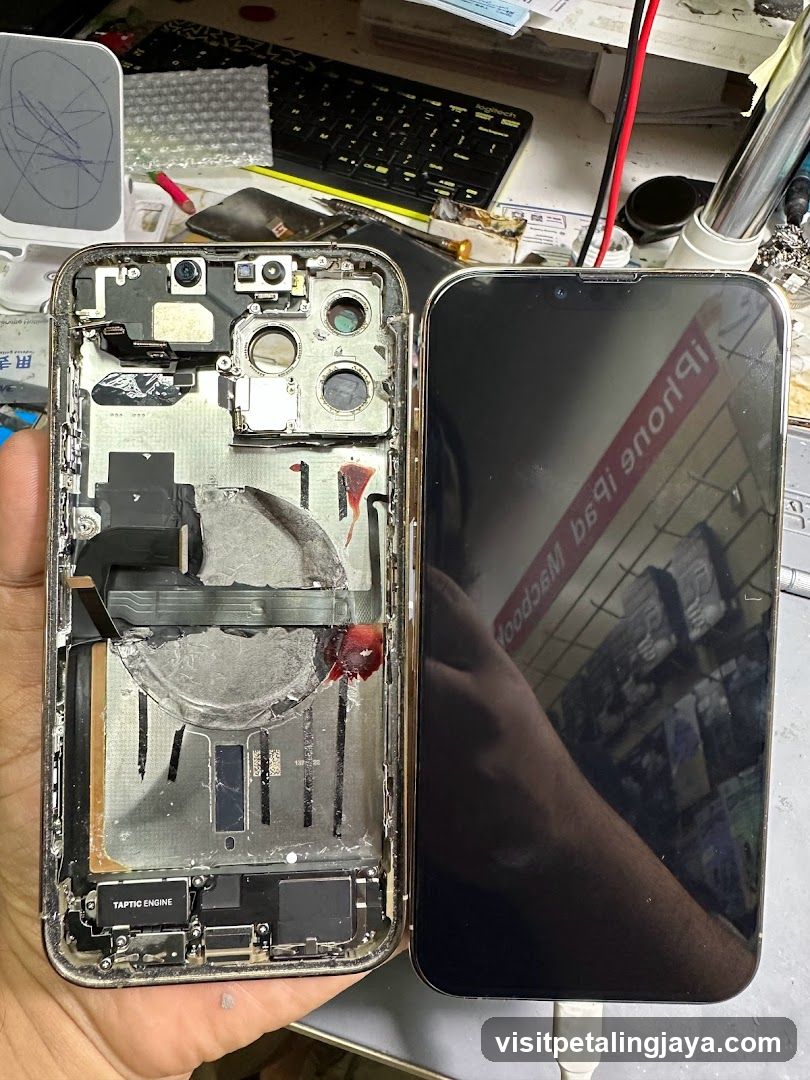 Disassembled iPhone in Repair Shop