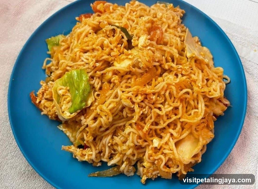 Spicy Fried Noodles with Egg and Vegetables