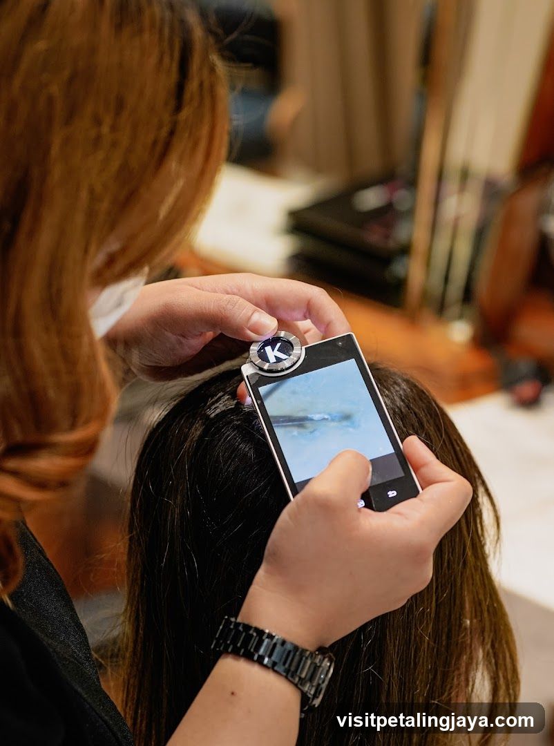 Hair Stylist Using a Camera Attachment