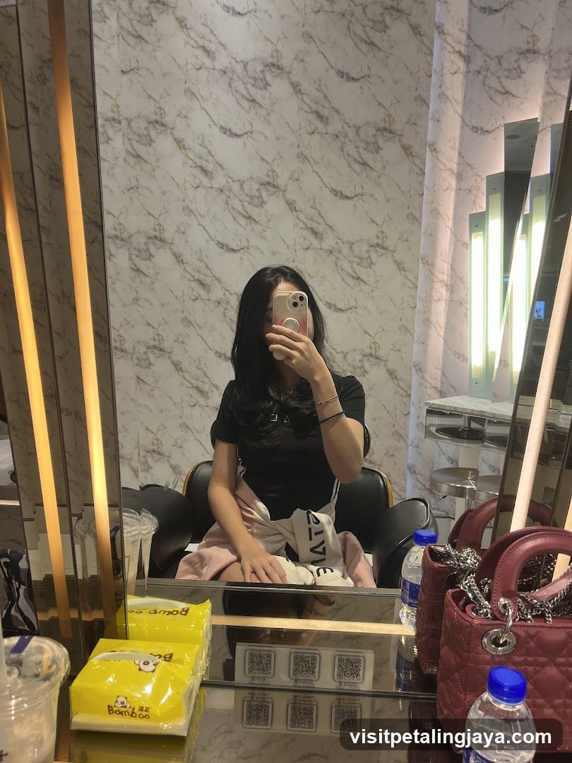 Mirror selfie in a salon or spa