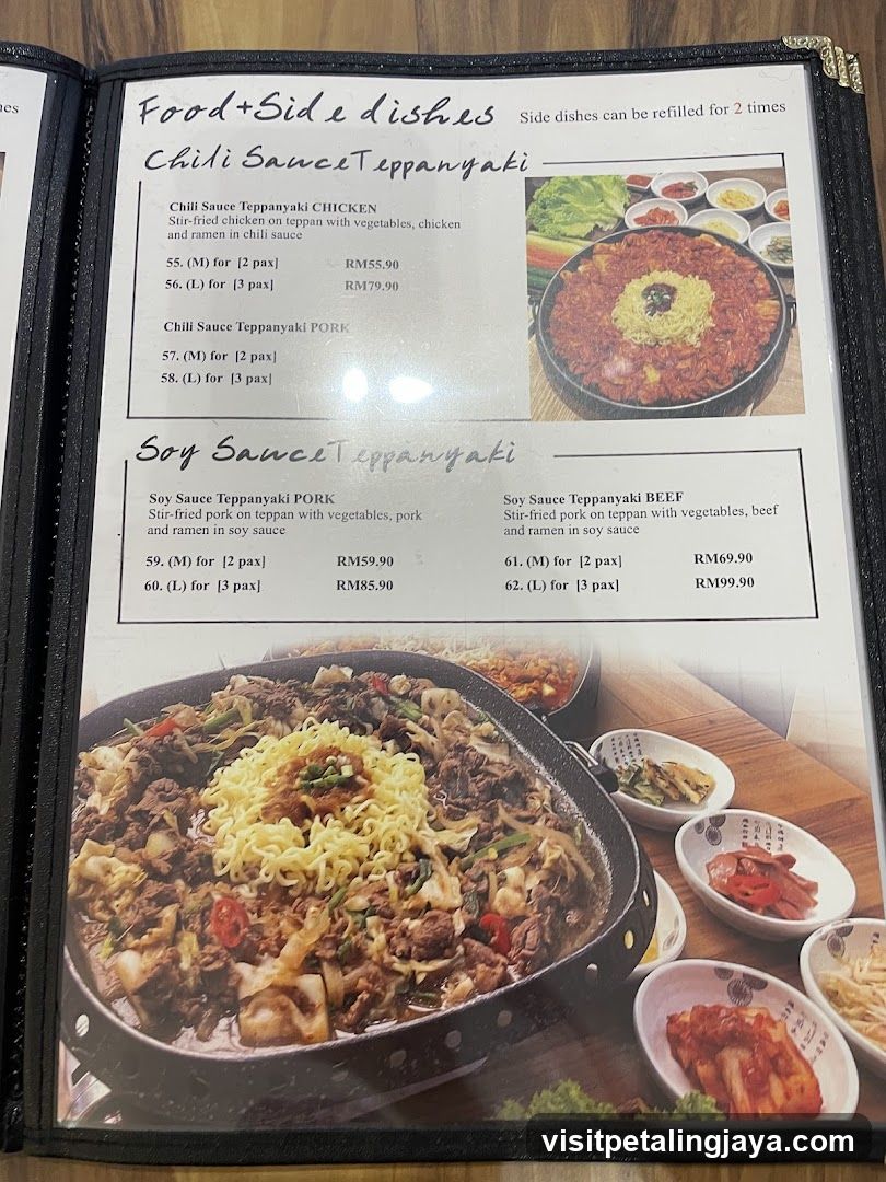 Chili Sauce Teppanyaki & Soy Sauce Teppanyaki Menu