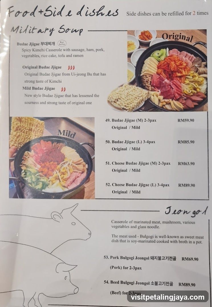 Food + Side dishes Menu