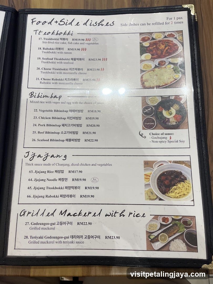 Korean Cuisine Menu