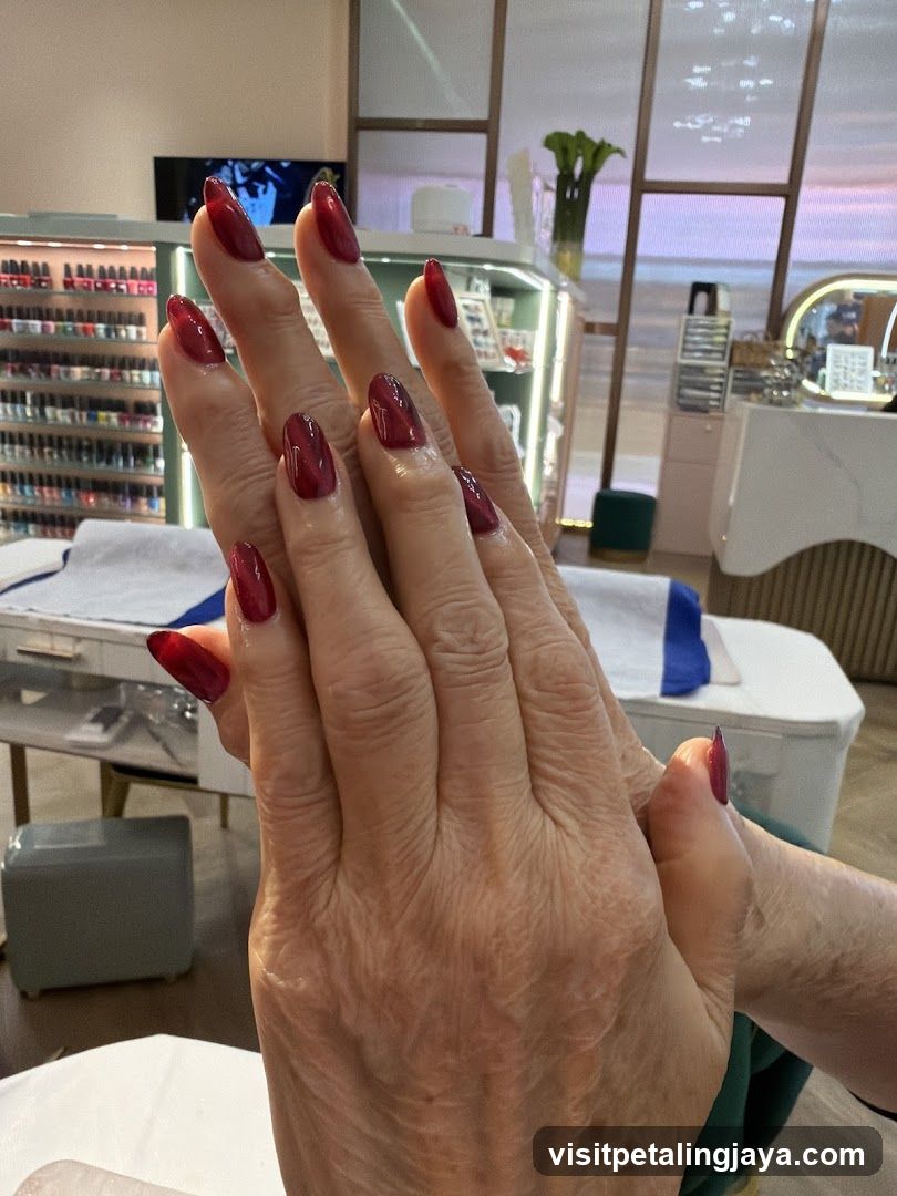 Manicured Hands in Beauty Salon Interior