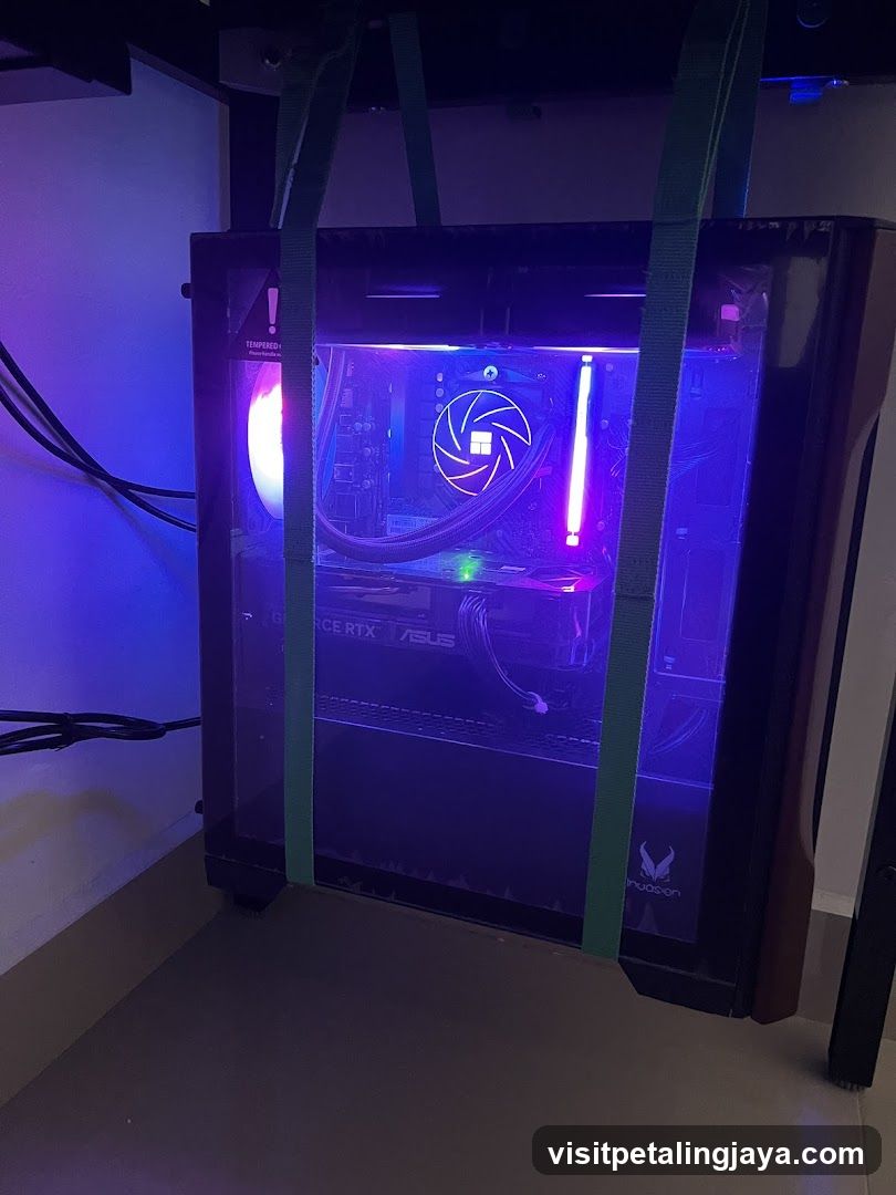 RGB-lit PC case with water cooling loop