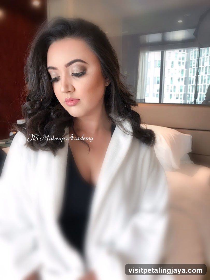 Woman in White Robe with Makeup