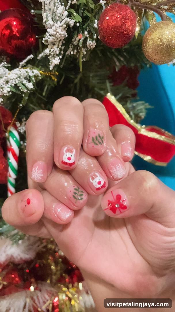 Christmas-themed manicure display