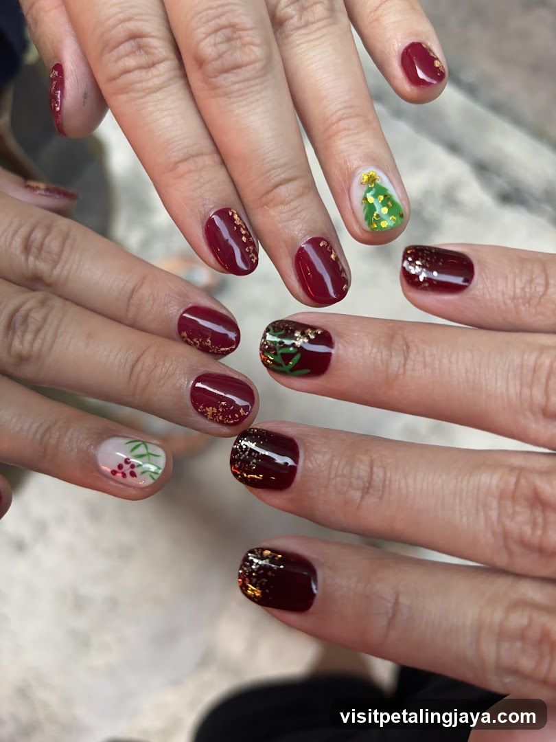 Christmas-themed manicure display