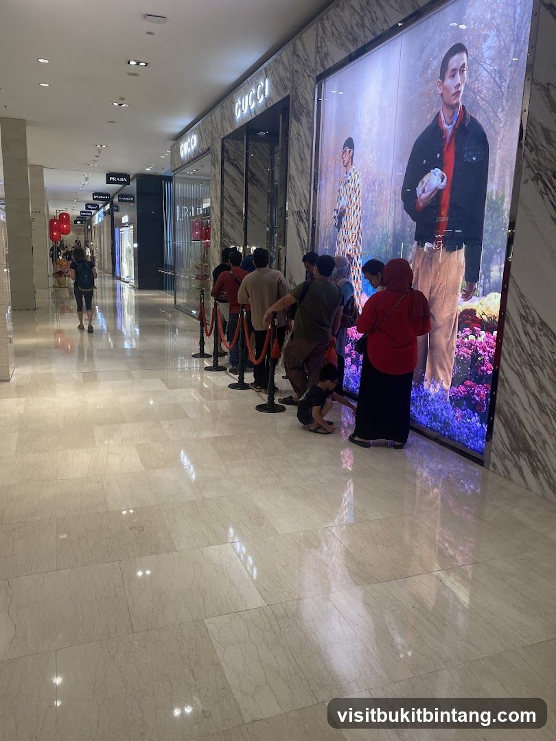 People queuing outside a Gucci store