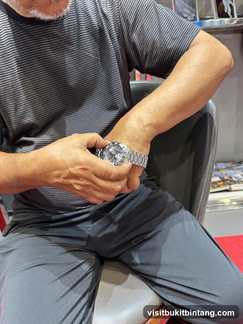 Man trying on a watch