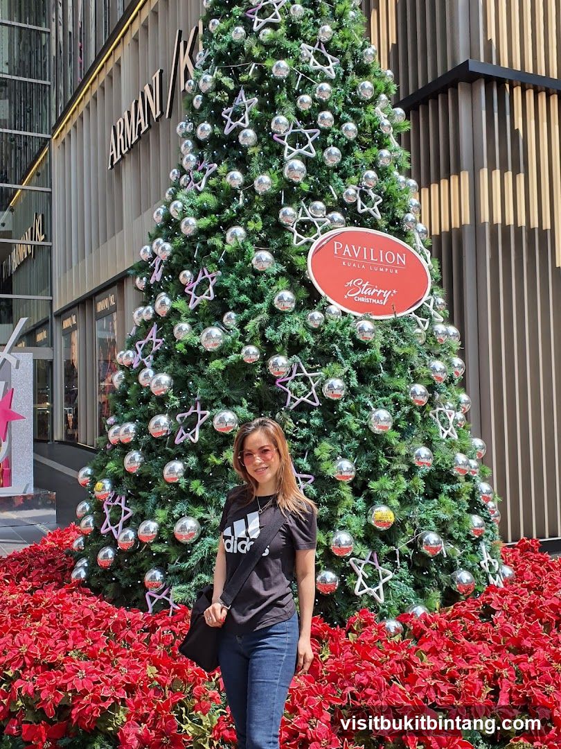 Woman Posing in Front of a Christmas Tree