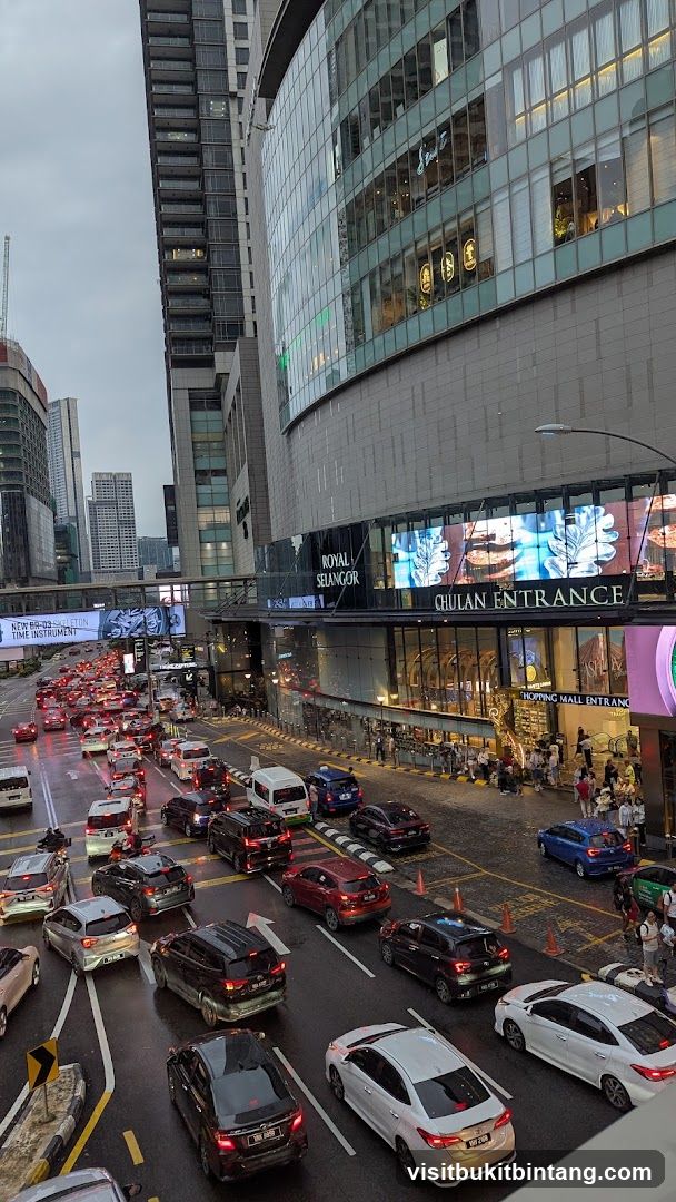Busy City Street with Traffic and Modern Architecture