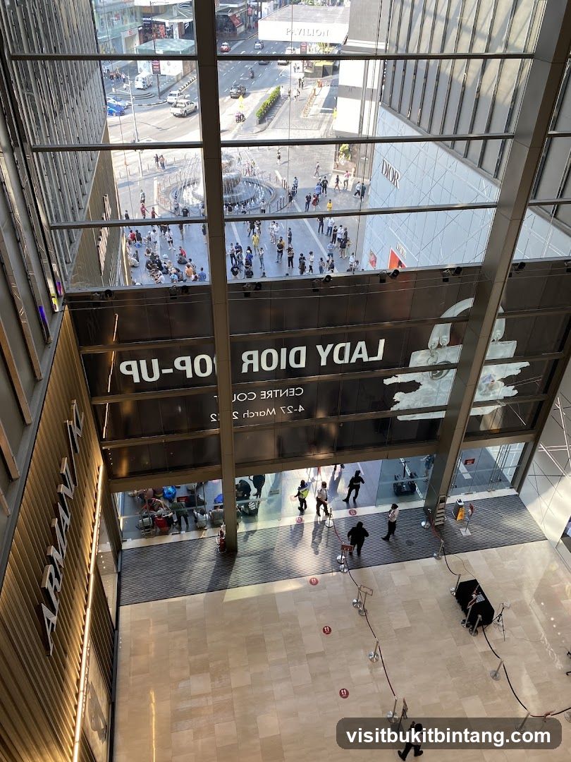 Interior of a shopping mall with a Dior pop-up event