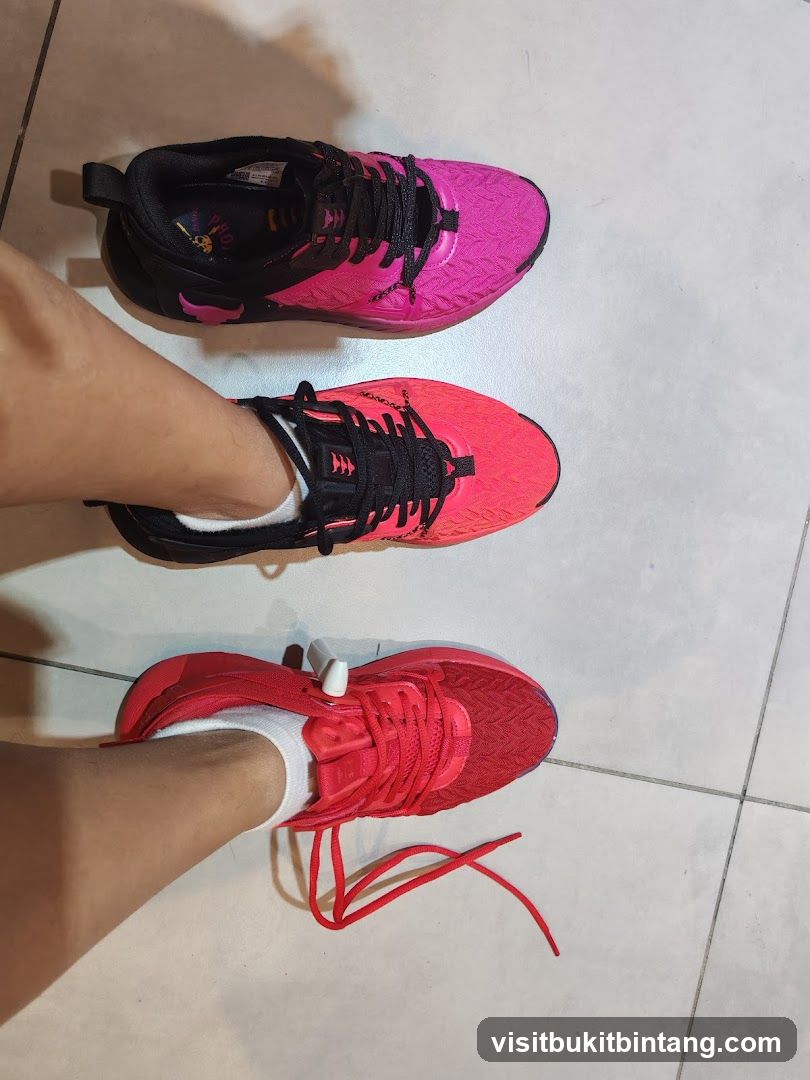 Three pairs of athletic shoes