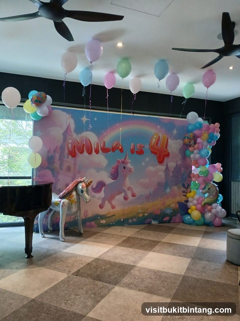 Unicorn themed birthday party backdrop