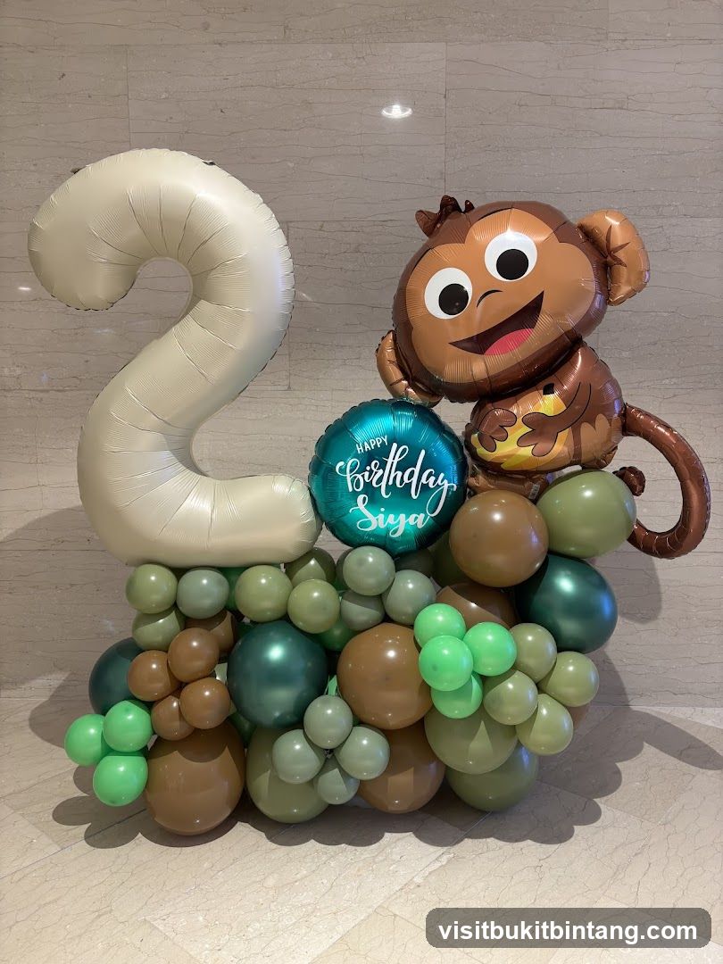 Monkey and Number 2 Balloon Arrangement
