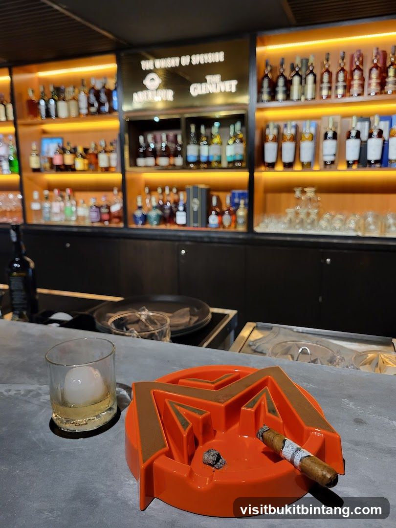 Bar Counter with Whiskey and Ashtray