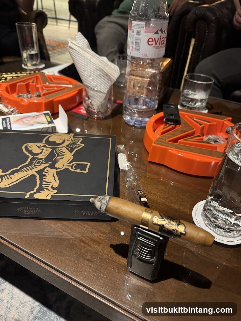 Cigar and Drinks on Table