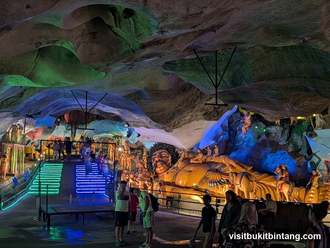 Cave Temple with Statues and Lights
