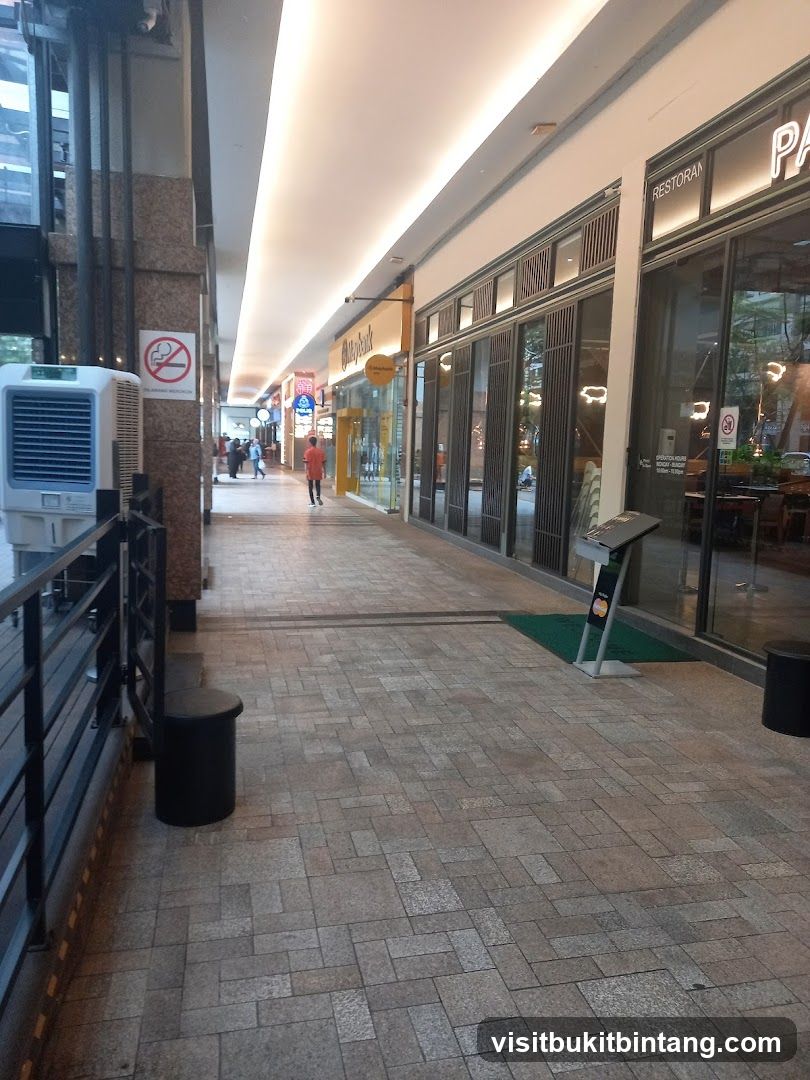 Outdoor walkway with shops