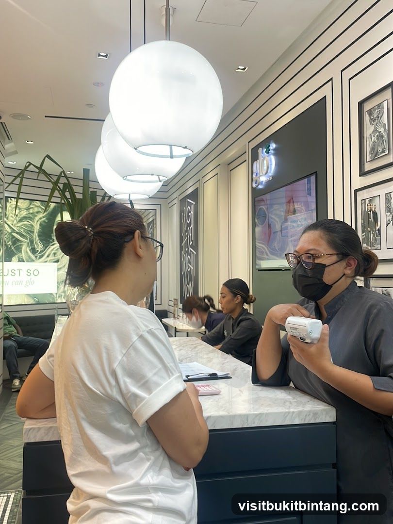 Staff interacting at a counter