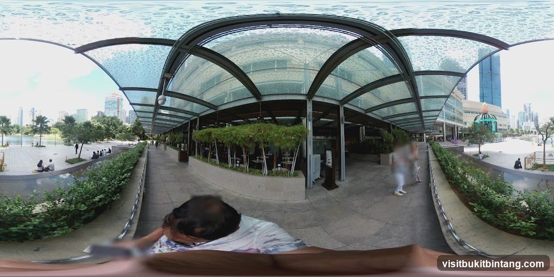 Outdoor dining area with city view