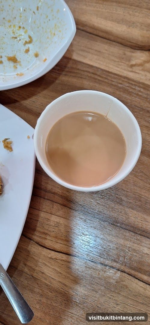 Cup of tea and dirty plate