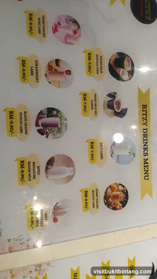 RITZY DRINKS MENU