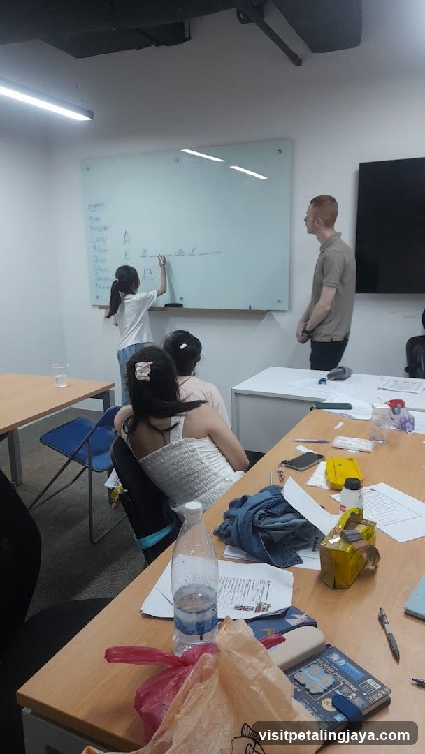Classroom Scene with Whiteboard Activity
